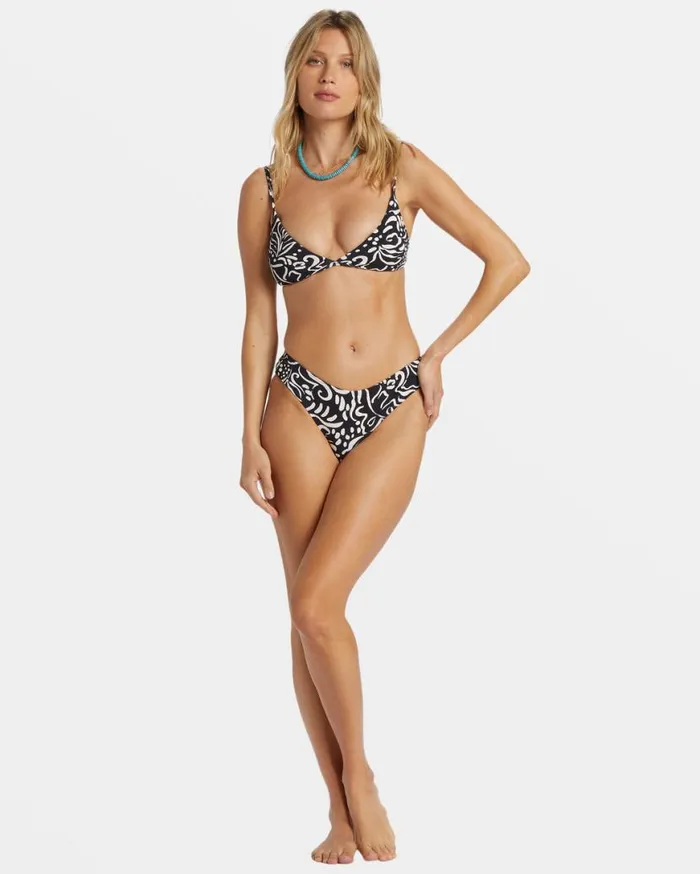 Womens La Isla Charlie Fixed Triangle Bikini Top Black Pebble Billabong Bikinis