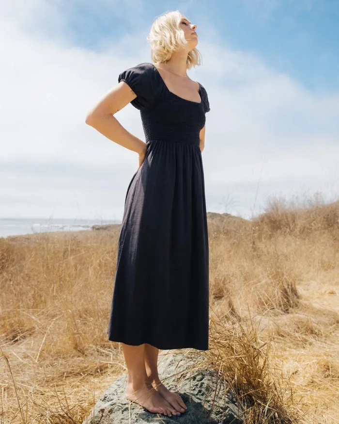 Womens Midnight Sky Midi Dress Black Sands Billabong Dresses