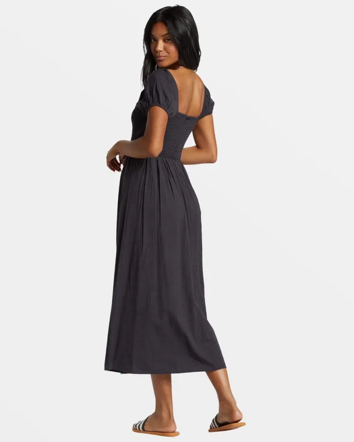 Womens Midnight Sky Midi Dress Black Sands Billabong Dresses