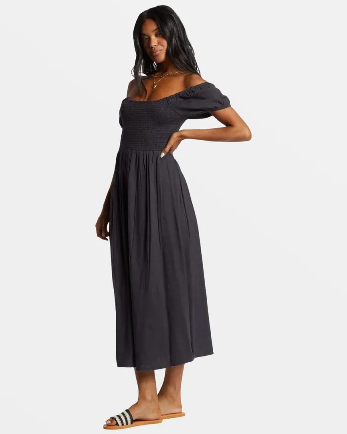 Womens Midnight Sky Midi Dress Black Sands Billabong Dresses