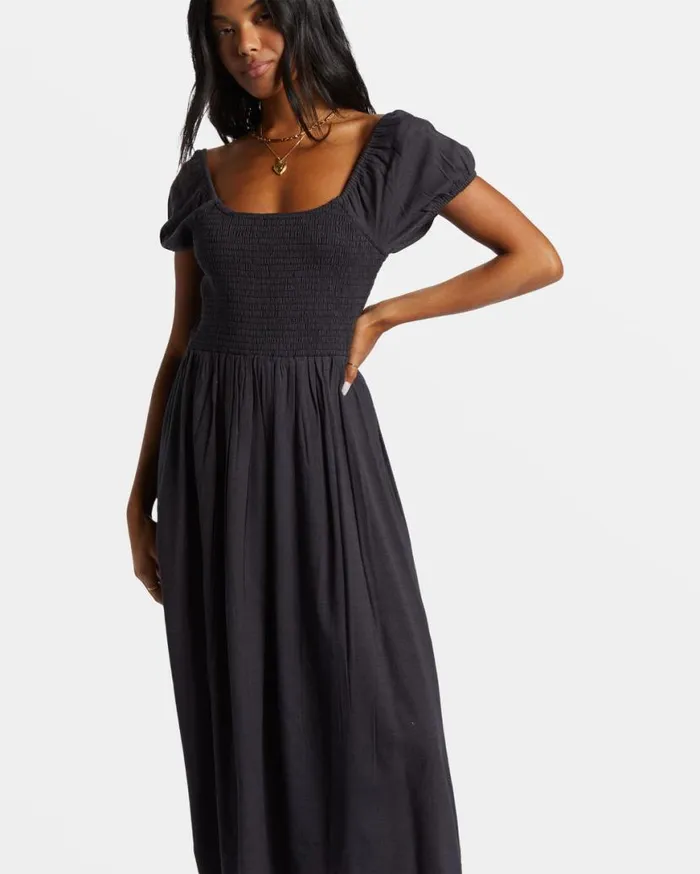 Womens Midnight Sky Midi Dress Black Sands Billabong Dresses