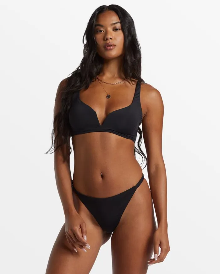 Womens Sol Searcher Dion Plunge Bikini Top Black Pebble Billabong Bikinis