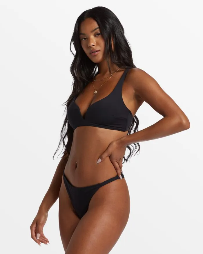 Womens Sol Searcher Dion Plunge Bikini Top Black Pebble Billabong Bikinis