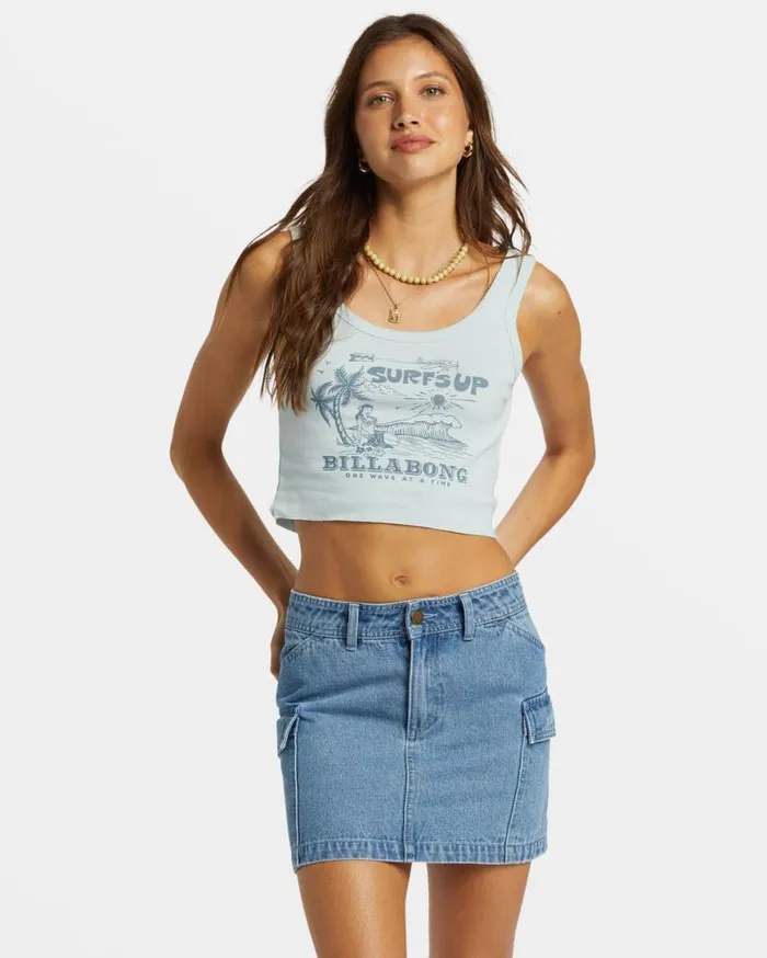 Womens Surfs Up Cropped Tank Top Dusk Blue Billabong Tops