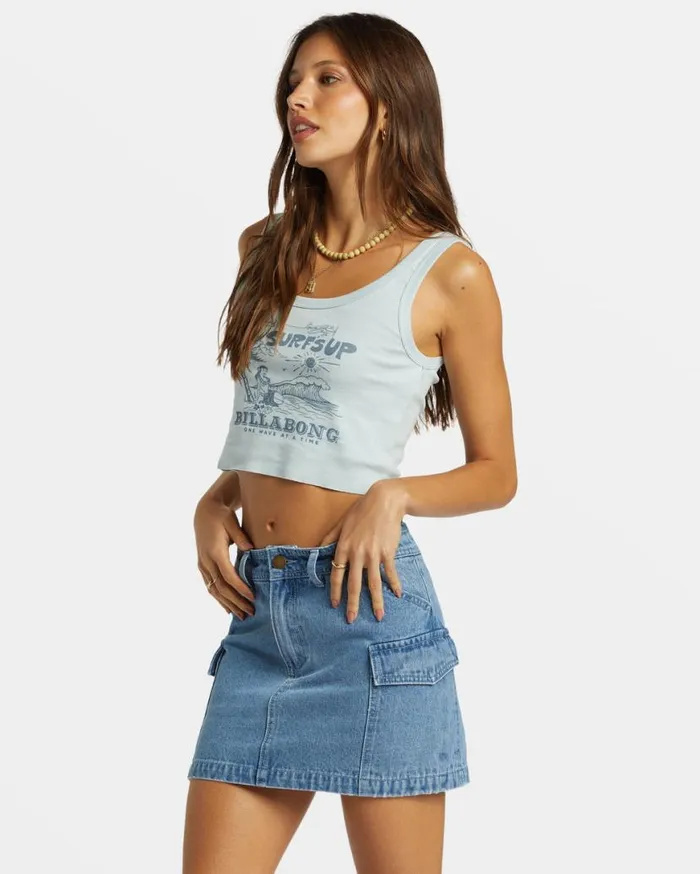 Womens Surfs Up Cropped Tank Top Dusk Blue Billabong Tops