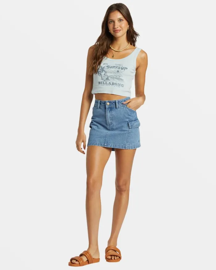 Womens Surfs Up Cropped Tank Top Dusk Blue Billabong Tops