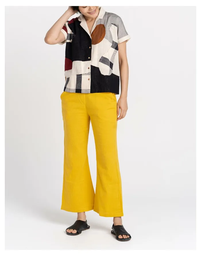World Of Crow Organic Cotton Boro Boro Shirt Multicolor Women Madewell Tops and Shirts