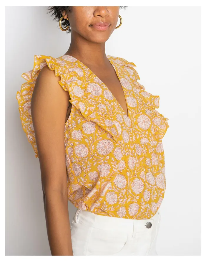 WVN Jaya Top Yellow Multi Women Madewell Tops and Shirts