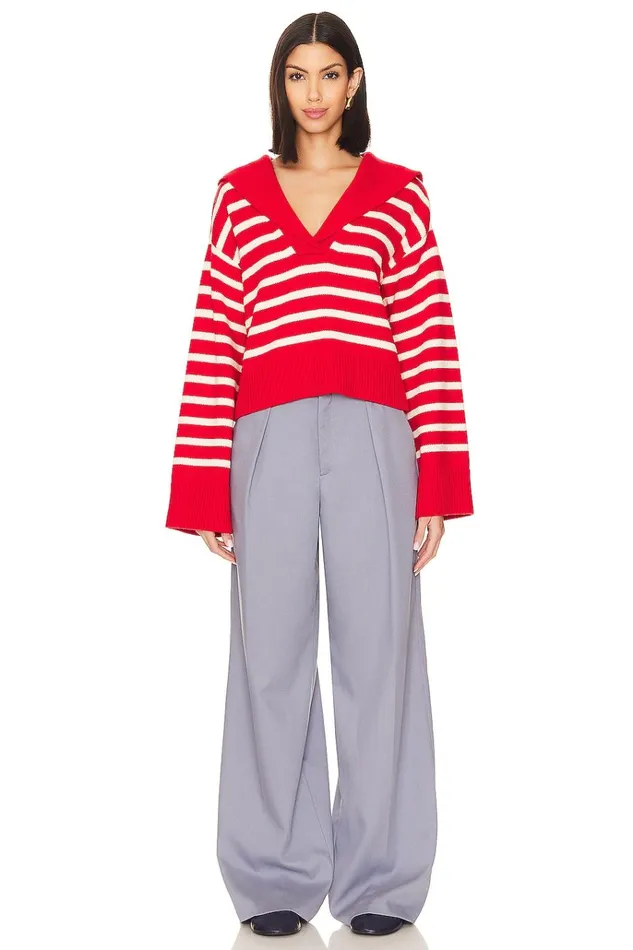 X Anja Dujakovi Niam Striped Sweater Ivory and Red Women Lovers Friends Sweaters and Knits X Anja Dujakovi Niam Striped Sweater Ivory and Red Women Lovers Friends Sweaters and Knits