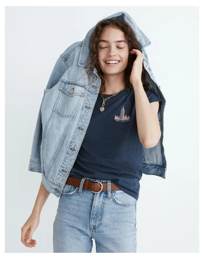 X Made Some Souvenirs Embroidered Perfect Vintage Tee New York Women Madewell Tees