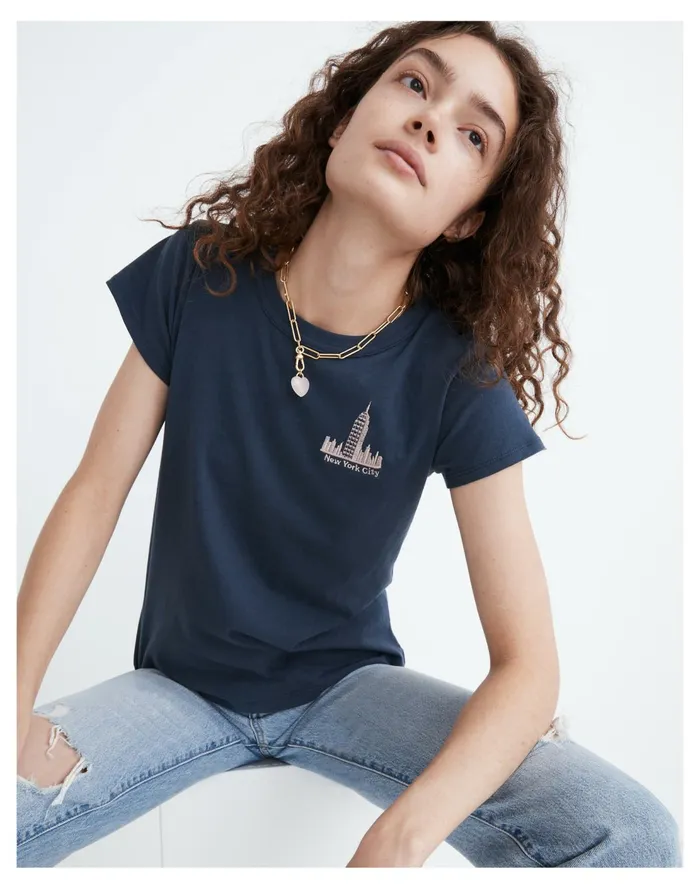 X Made Some Souvenirs Embroidered Perfect Vintage Tee New York Women Madewell Tees