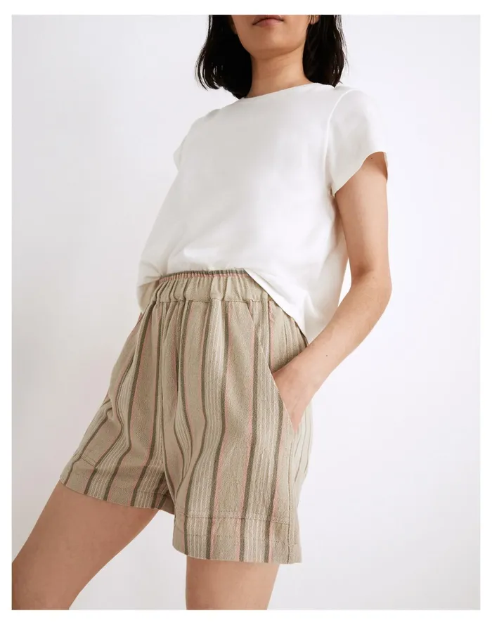 X Oddbird Striped Linen Cotton Lounge Pull On Shorts Neutral Women Madewell Pajamas X Oddbird Striped Linen Cotton Lounge Pull On Shorts Neutral Women Madewell Pajamas