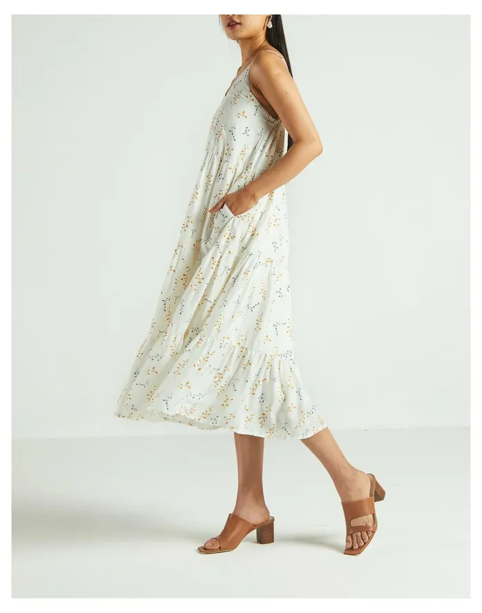 X Reistor Tiered Midi Dress Ivory White Women Madewell Dresses X Reistor Tiered Midi Dress Ivory White Women Madewell Dresses