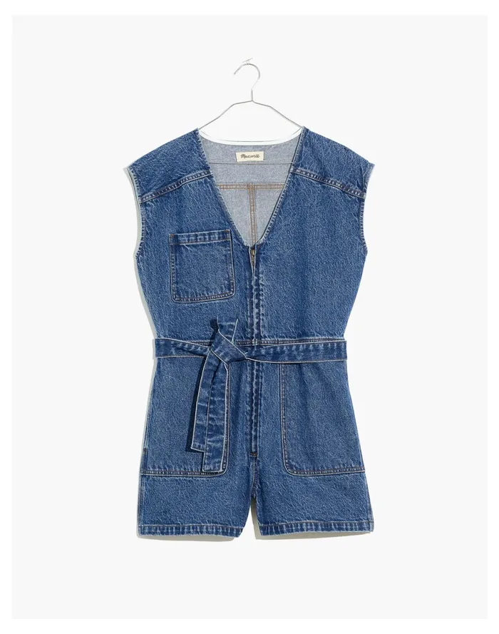 Zip Front Romper Neville Wash Women Madewell Jumpsuits and Overalls Zip Front Romper Neville Wash Women Madewell Jumpsuits and Overalls